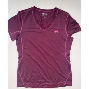 Women's Masters Tech Active v-neck tee - medium purple/burgundy